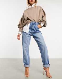 Выбеленные джинсы в винтажном стиле с завышенной талией ASOS DESIGN-Синий