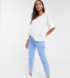 Голубые джинсы слим с завышенной талией в винтажном стиле ASOS DESIGN Maternity-Синий