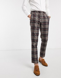 Коричневые строгие брюки скинни в крупную клетку River Island-Темно-синий