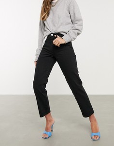 Черные прямые джинсы узкого кроя с завышенной талией ASOS DESIGN-Черный