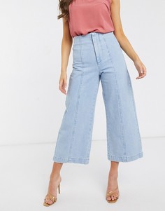 Голубые широкие джинсы с отделочными швами ASOS DESIGN-Синий