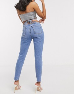 Узкие джинсы в винтажном стиле со шнуровкой ASOS DESIGN farleigh-Синий