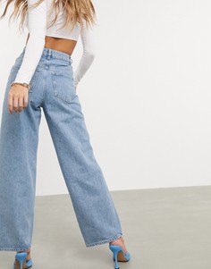 Выбеленные свободные джинсы с завышенной талией ASOS DESIGN-Синий