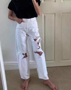Белые свободные джинсы в винтажном стиле с завышенной талией ASOS DESIGN-Белый