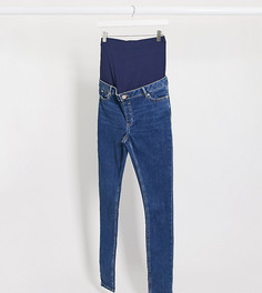 Синие джинсы скинни с завышенной талией и вставкой для живота ASOS DESIGN Maternity Tall-Синий