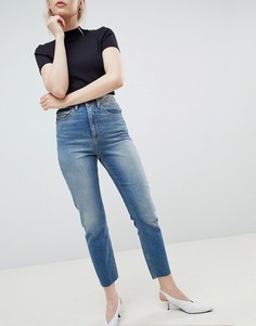 Узкие выбеленные джинсы в винтажном стиле с завышенной талией ASOS DESIGN-Синий