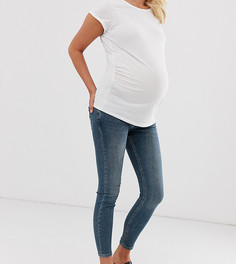 Джинсы скинни с заниженной талией и вставкой для живота ASOS DESIGN Maternity-Синий