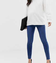 Джинсы скинни с завышенной талией и посадкой под животом ASOS DESIGN Maternity Petite-Синий