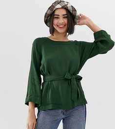 Зеленая блузка с завязкой на талии Monki-Зеленый