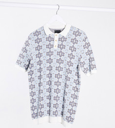 Голубое фактурное поло с цветочным принтом ASOS DESIGN Tall-Синий