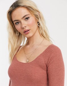 Темно-розовый джемпер с овальным вырезом ASOS DESIGN-Зеленый