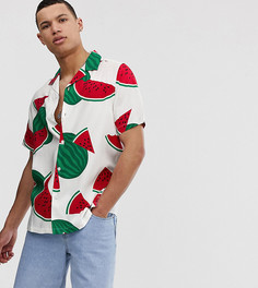 Свободная рубашка с принтом арбуза ASOS DESIGN Tall-Белый
