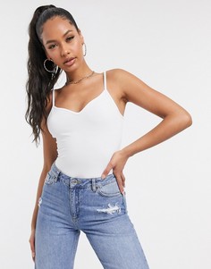 Белый боди на бретельках с вырезом сердечком ASOS DESIGN