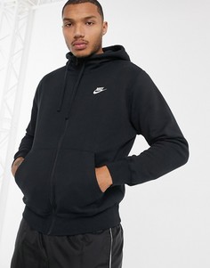 Худи черного цвета на молнии Nike Club 804389-010-Черный