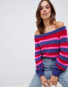 Джемпер в полоску с открытыми плечами ASOS DESIGN-Мульти