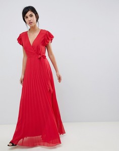Платье макси с расклешенными рукавами ASOS DESIGN-Красный