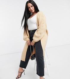 Кардиган макси без застежек ASOS DESIGN Curve-Светло-бежевый