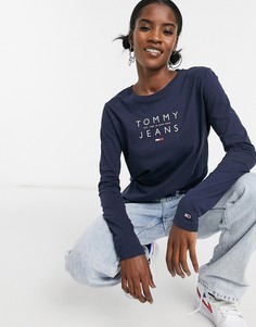 Лонгслив с логотипом Tommy Jeans-Темно-синий