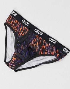 Трусы с анималистичным принтом и фирменным поясом ASOS DESIGN-Мульти