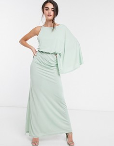 Зеленое платье макси на одно плечо ASOS DESIGN-Зеленый