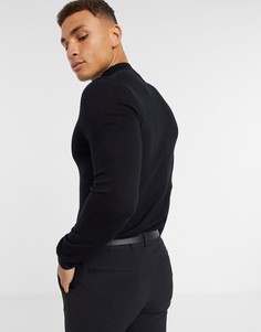 Черный обтягивающий джемпер с высоким воротом ASOS DESIGN