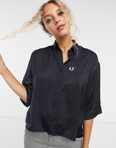 Темно-синяя oversized-рубашка Fred Perry-Темно-синий