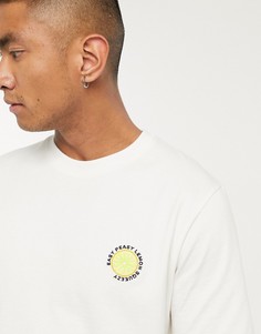 Кремовая футболка с вышитым логотипом на груди Selected Homme-Белый
