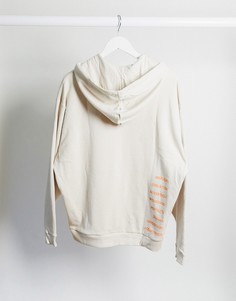 Худи в стиле oversized бежевого цвета с принтом на спине ASOS DESIGN-Бежевый