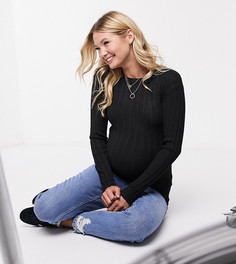 Джемпер в рубчик с круглым вырезом ASOS DESIGN Maternity-Черный