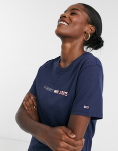 Футболка с логотипом Tommy Jeans-Темно-синий