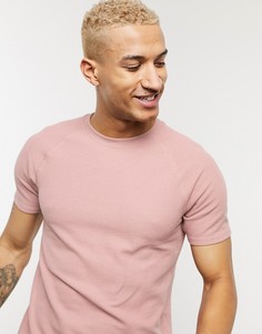 Розовая футболка с вафельной текстурой Bershka-Розовый