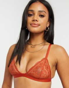Кружевной бюстгальтер рыжего цвета с треугольными чашечками ASOS DESIGN-Коричневый