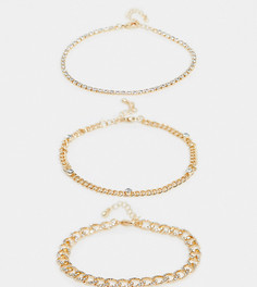 Набор из 3 золотистых браслетов со стразами ASOS DESIGN Curve-Золотой