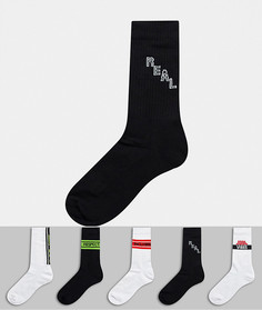 5 пар спортивных носков с логотипом ASOS DESIGN-Мульти