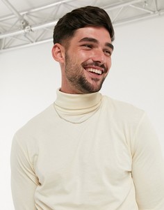 Бежевый лонгслив с отворачивающимся воротником ASOS DESIGN