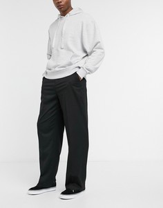 Черные строгие брюки с широкими штанинами ASOS DESIGN-Черный