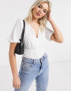 Белая блузка на пуговицах New Look-Белый