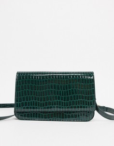 Зеленая сумка сэтчел с эффектом крокодиловой кожи ASOS DESIGN-Зеленый