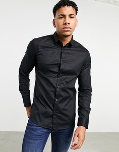Черная рубашка узкого кроя с логотипом Armani Exchange-Черный