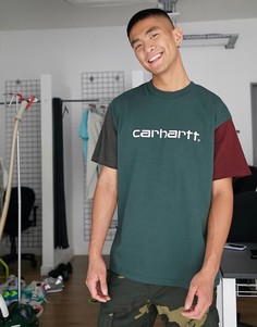 Зеленая футболка с трехцветным логотипом Carhartt WIP-Зеленый