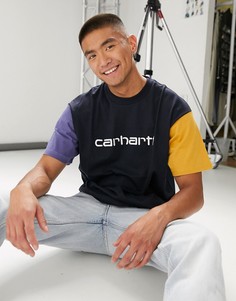 Темно-синяя футболка с трехцветным логотипом Carhartt WIP-Темно-синий