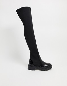 Черные ботфорты на массивной подошве ASOS DESIGN-Черный