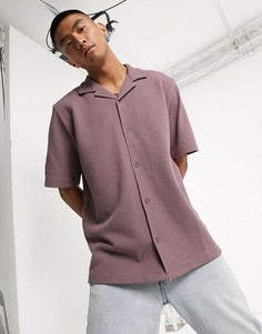 Фактурная свободная рубашка фиолетового цвета с отложным воротником ASOS DESIGN-Фиолетовый