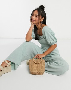 Шалфейно-зеленый комбинезон с квадратным вырезом ASOS DESIGN