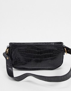 Черная сумка на плечо в стиле 90-х с крокодиловым рисунком ASOS DESIGN-Черный