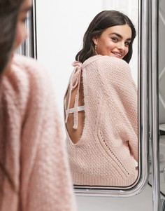 Светло-розовый джемпер с открытой спиной ASOS DESIGN