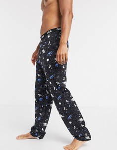 Пижамные брюки с принтом и фирменным поясом ASOS DESIGN-Черный