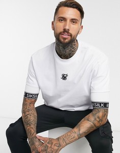 Белая футболка с контрастными манжетами SikSilk-Белый