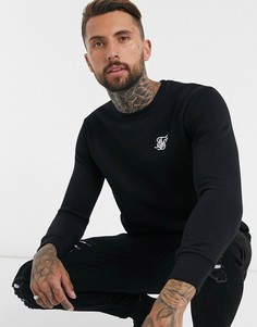 Черный свитшот с круглым вырезом SikSilk