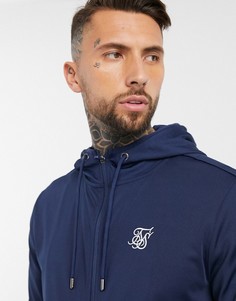 Худи темно-синего цвета на молнии SikSilk-Темно-синий